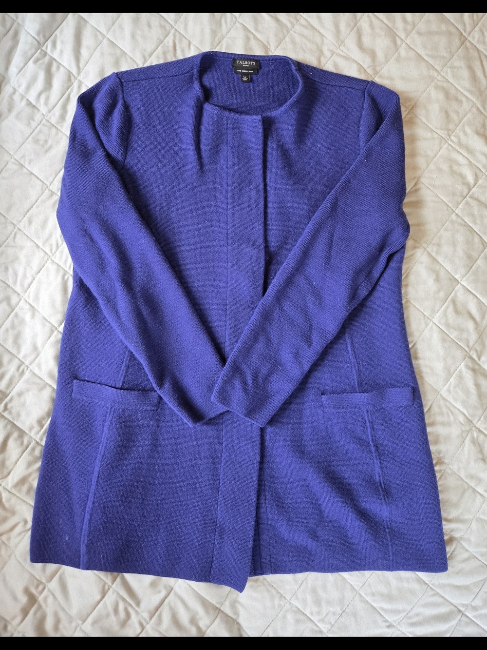 Talbots Royal Purple Long Open Cardigan